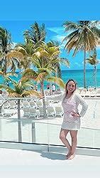 Wander Agio Beach Tops Sexy Perspective Cover Dresses Bikini Cover Ups Net Floral White Beige At