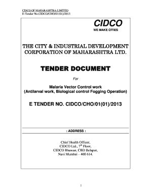 Fillable Online Cidco Maharashtra Etenders View Tender Document CIDCO