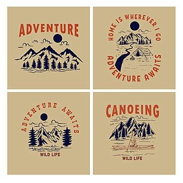 Vintage Poster Designs With Mountains PNG Transparent Images Free ...