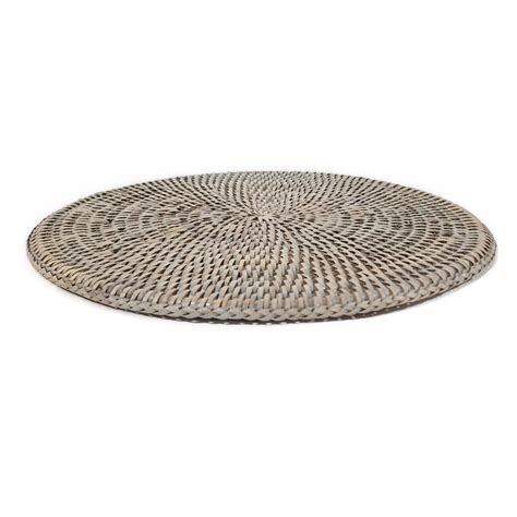 Round Grey Rattan Placemats