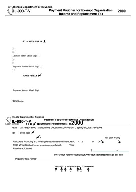 Form Il 990 T V Payment Voucher For Exempt Organization Income And Replacement Tax 2000