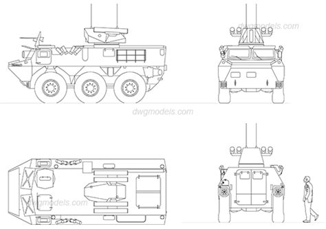 Armored personnel carrier DWG, free CAD Blocks download