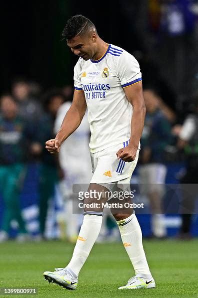 Casemiro of Real Madrid CF celebrates after his side's first goal of ...