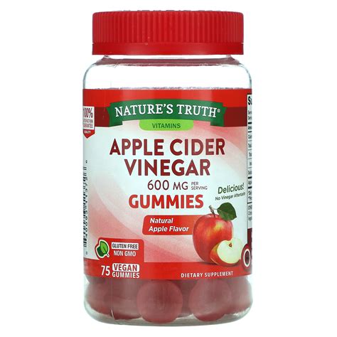 Nature S Truth Vinagre De Sidra De Manzana Manzana Natural 600 Mg 75 Gomitas Veganas