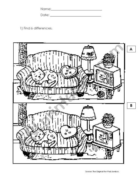 Free Find The Differences Worksheets