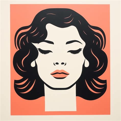 Premium Photo Minimal Woman Face Illustration Giclee Print In Vintage