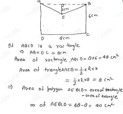 Solved: In the figure, ABCD is a rectangle. Find the area of polygon ...