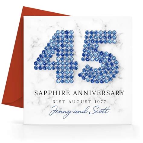 Personalised Th Sapphire Wedding Anniversary Card Printed Design