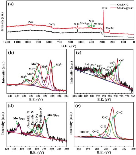 A XPS Survey Spectrum Of Mo Co N C And High Resolution XPS Spectra Of