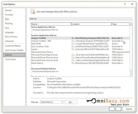 Excel Options Dialog Box Window