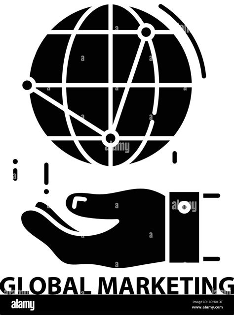 Global Marketing Icon Black Vector Sign With Editable Strokes Concept