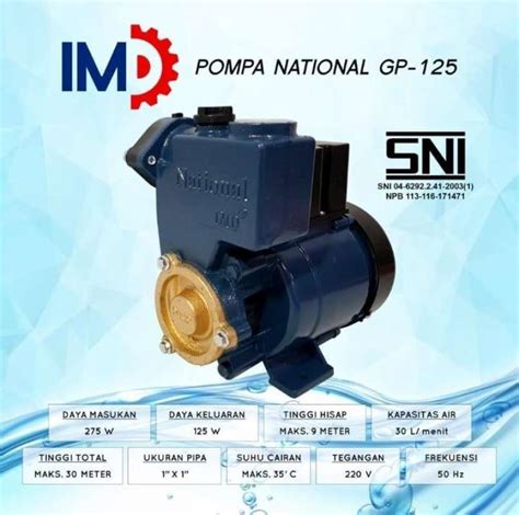 Jual POMPA AIR MESIN POMPA AIR NASIONAL IMD GP 125 Di Seller GBM