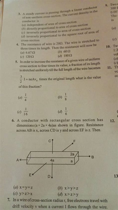(d) inversely proportional to the square root of area of cross-section 4...