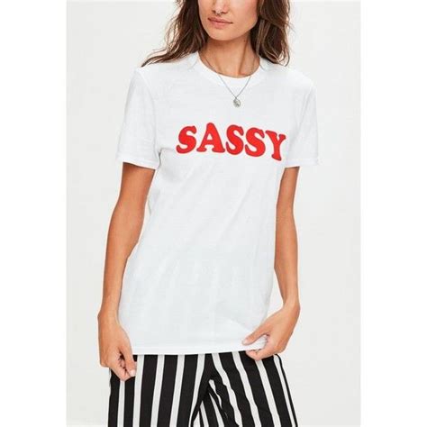 White Sassy Slogan T Shirt 1800 Dzd Liked On Polyvore Featuring Tops