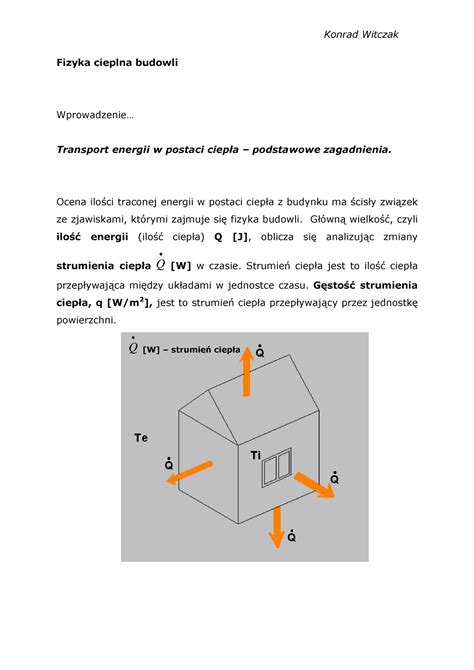 2013 03 06 fizyka budowli Fizyka cieplna budowli WprowadzenieÖ