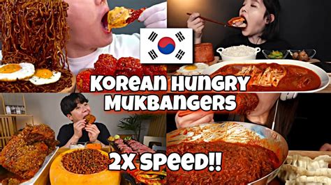 2X Speed ASMR Korean Mukbangers Fast Motion Satisfying Eating