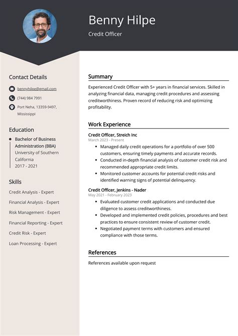 Credit Officer Cv Example For Skills Templates