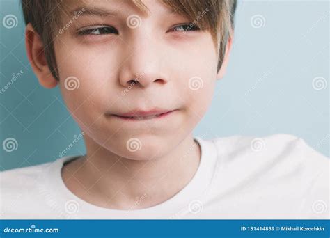 Thoughtful Boy With Bitter Prank Bitten His Lower Lip With His Teeth