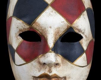 Venetian Mask Black Checked Face Etsy