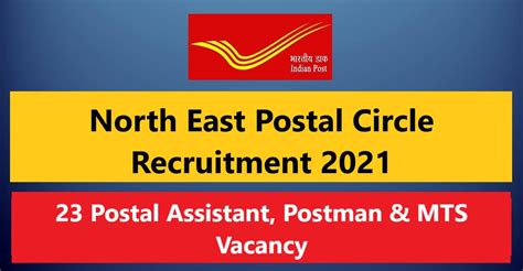 North East Postal Circle Recruitment 2021 23 Postal Assistant