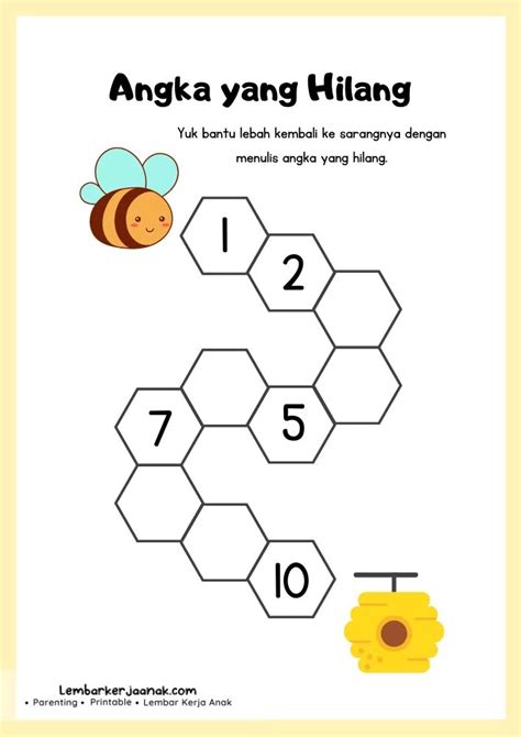 Printable Lembar Kerja Matematika Anak Angka Yang Hilang