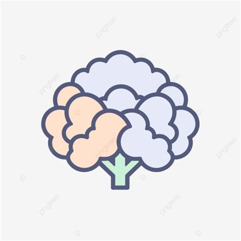 Nubes Y Cerebro Icono Línea Ilustración Ilustraci Vector PNG Coliflor