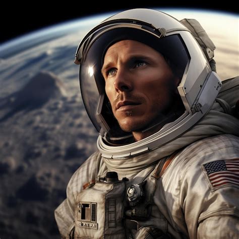 Un Retrato De Un Hombre En El Espacio Con Las Palabras Astronauta En