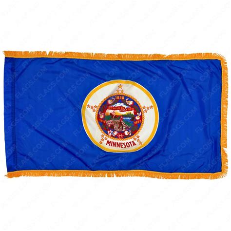 Historical Minnesota Flag with Gold Fringe - Indoor Old Minnesota Flag