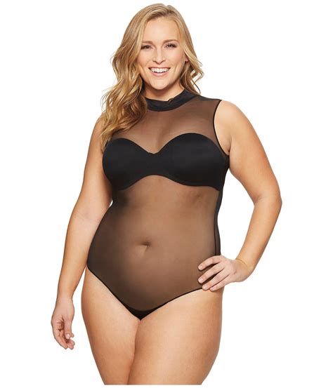 Spanx Plus Size Mock Neck Bodysuit In Black Save 31 Lyst