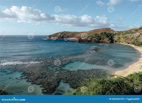 Hanauma Bay Beach and Its Coral Reef Stock Image - Image of landscape ...