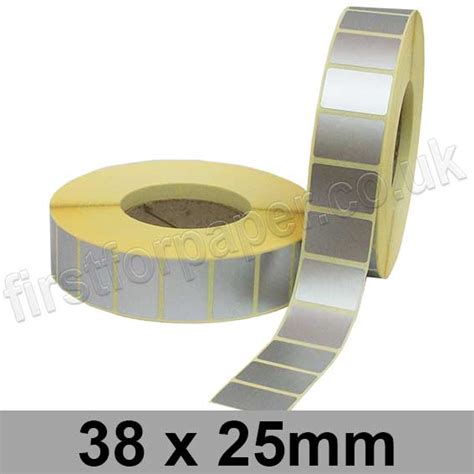 Metallic Silver Self Adhesive Labels 38 X 25mm Permanent Adhesive