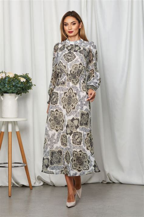 Rochie Saiana Nude Lei Rochie Midi Eleganta Din Voal Zonia