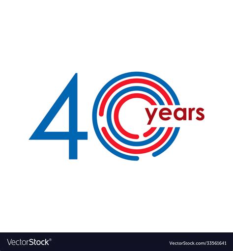 40 Year Anniversary Logo Template Design Vector Image