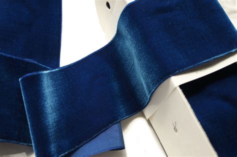 French Royal Blue Wide Velvet Ribbon 72mm