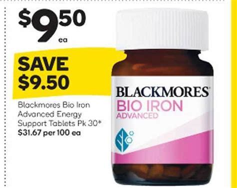 Blackmores Bio Iron Advanced Energy Support Tablets Offer At Woolworths