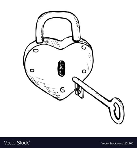 Heart Lock Hand Drawn Royalty Free Vector Image