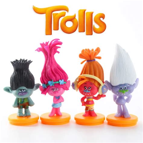 4pcs/set 7cm DREAMWORKS new Movie Trolls Action Figures Poppy and ...