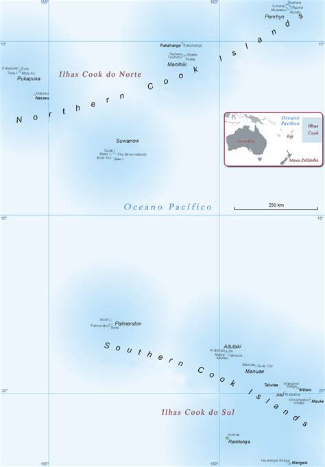 Mapa das Ilhas Cook Oceano Pacífico