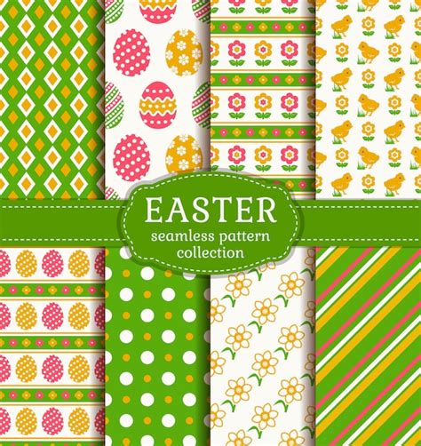 Premium Vector Happy Easter Set Of Cute Holiday Seamless Patterns