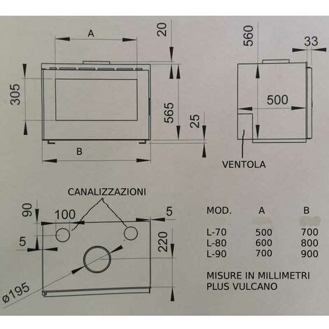 Insert pour Cheminée à Bois L 90 Plus Vulcano 18 Kw