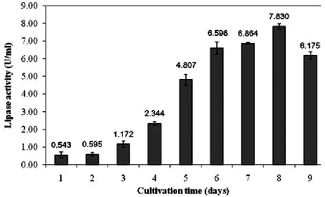 Time Course Of Lipase Production By P Camembertii Kccm 11268 In Ssf Download Scientific