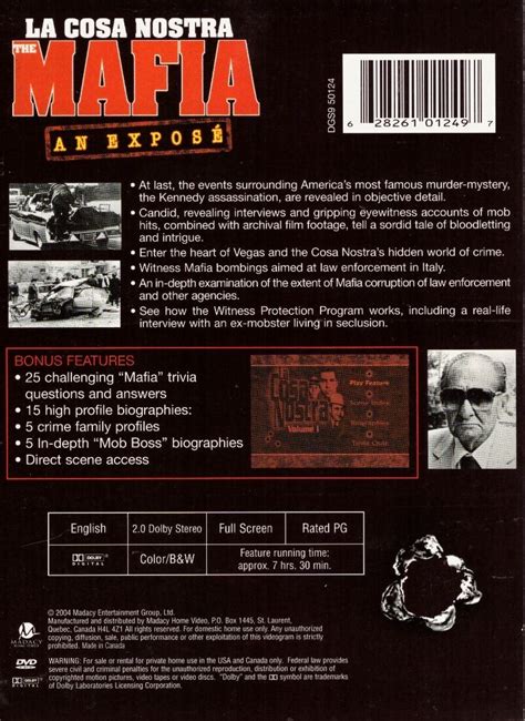 La Cosa Nostra The Mafia An Expose Pack Dvd Disc Set