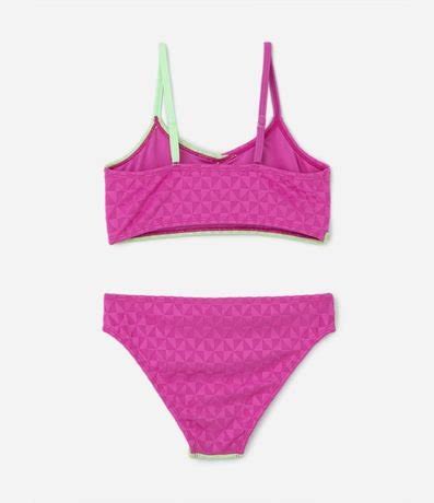 Bikini Infantil con Estampa Bloques de Color y Protección UV Talle