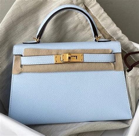 Hermes Kelly Sellier Bleu Brume Chevre Gold Hardware