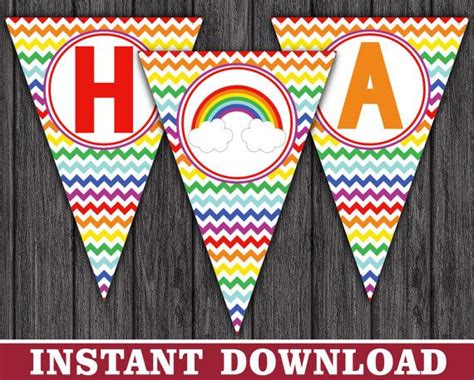 Rainbow Happy Birthday Banner Printable Rainbow Banner - Etsy | Happy ...