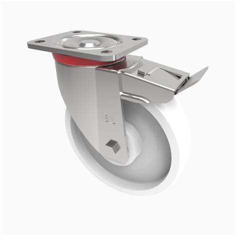 Nylon Plate Swivel Castor Brake 200mm 800kg Load BIL Group