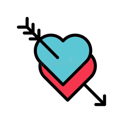 Hearts With Arrow Vector Valentine And Love Related Filled Outline