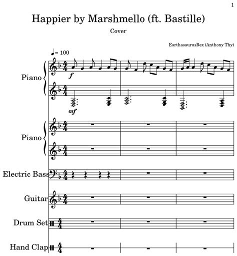 Happier By Marshmello Ft Bastille Sheet Music For Piano Electric