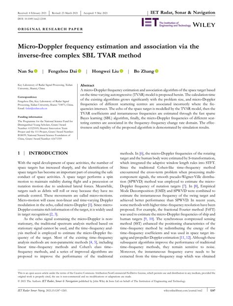 Pdf Micro‐doppler Frequency Estimation And Association Via The