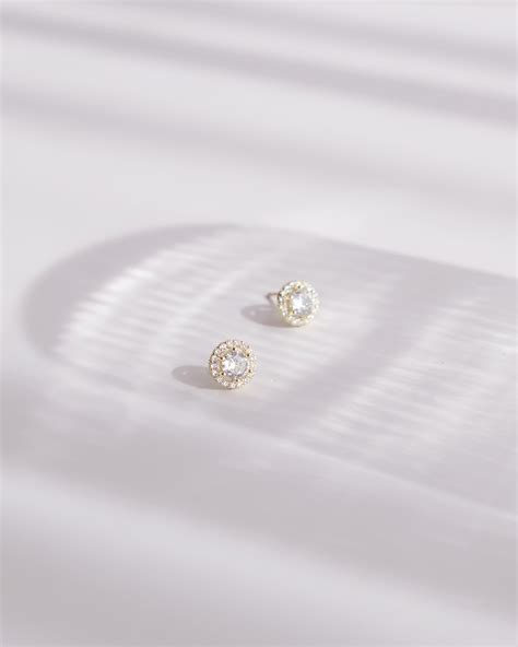 Halo Diamond Stud Earrings (Gold) - Tiny Trinket